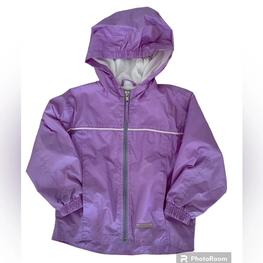 Vintage Oshkosh Windbreaker Girls 4 Purple Jacket Hood Lined Full Zip Pockets